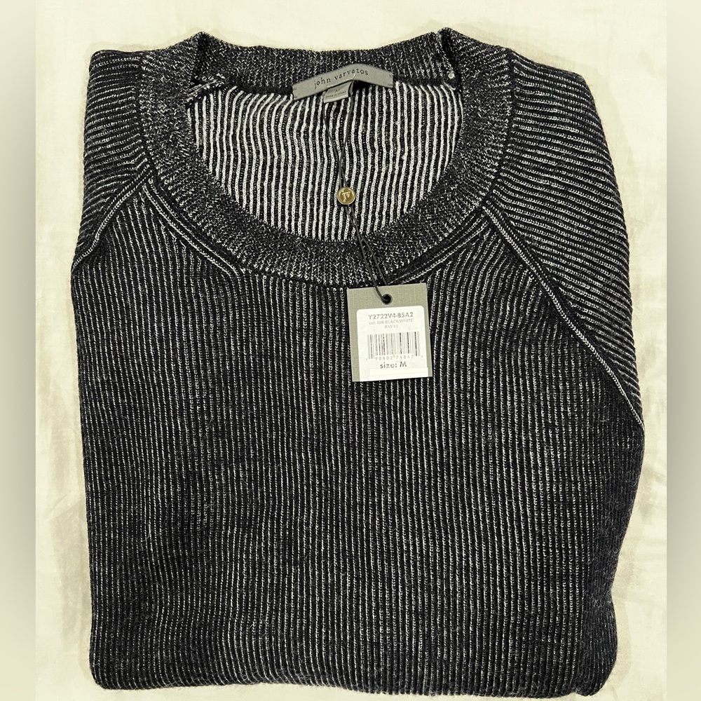COPY - John Varvatos collection Dark Navy/silver pin striped sweater New with t…